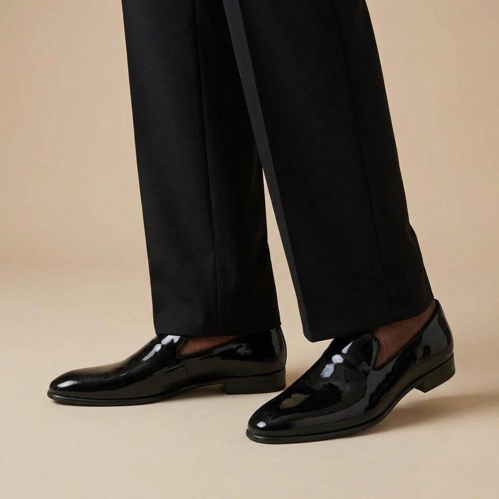 cigarette loafers Gold & Black Crystal Studded Satin Smoking the black Men's Vintage Velvet Embroidery Noble