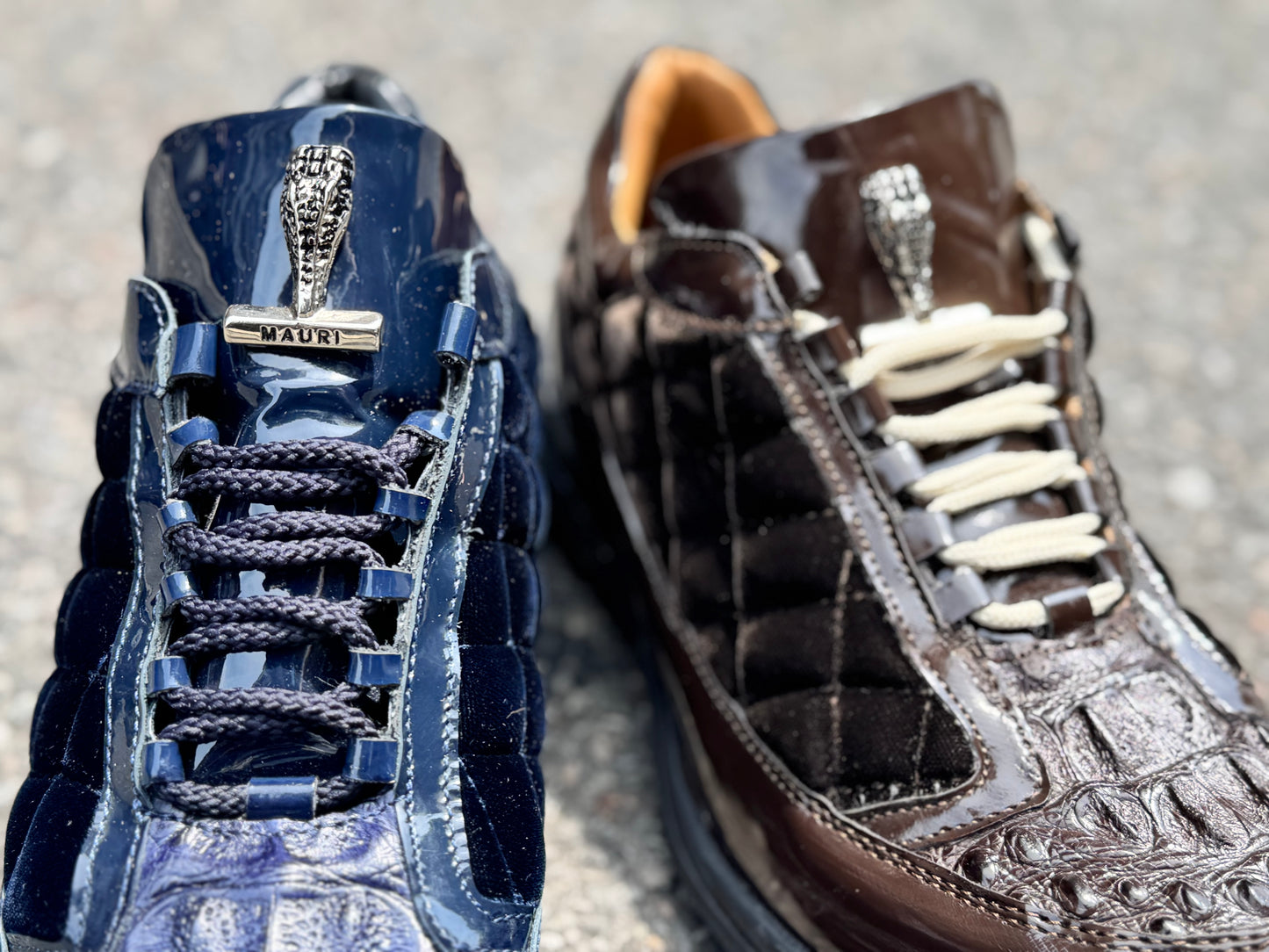 Mauri 8415 Patent Leather, Hornback and Velvet Sneakers - Cellini Uomo