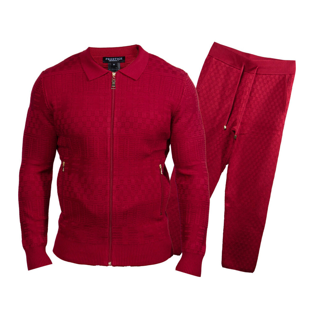 Prestige LNG-210 wine-colored jogger set, stylish and comfortable, featuring a matching sweatshirt and jogger pants.