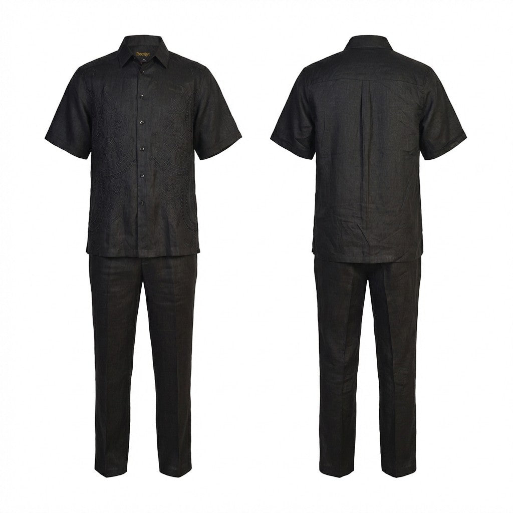 Prestige Lux 690 Black Linen Set - Cellini Uomo