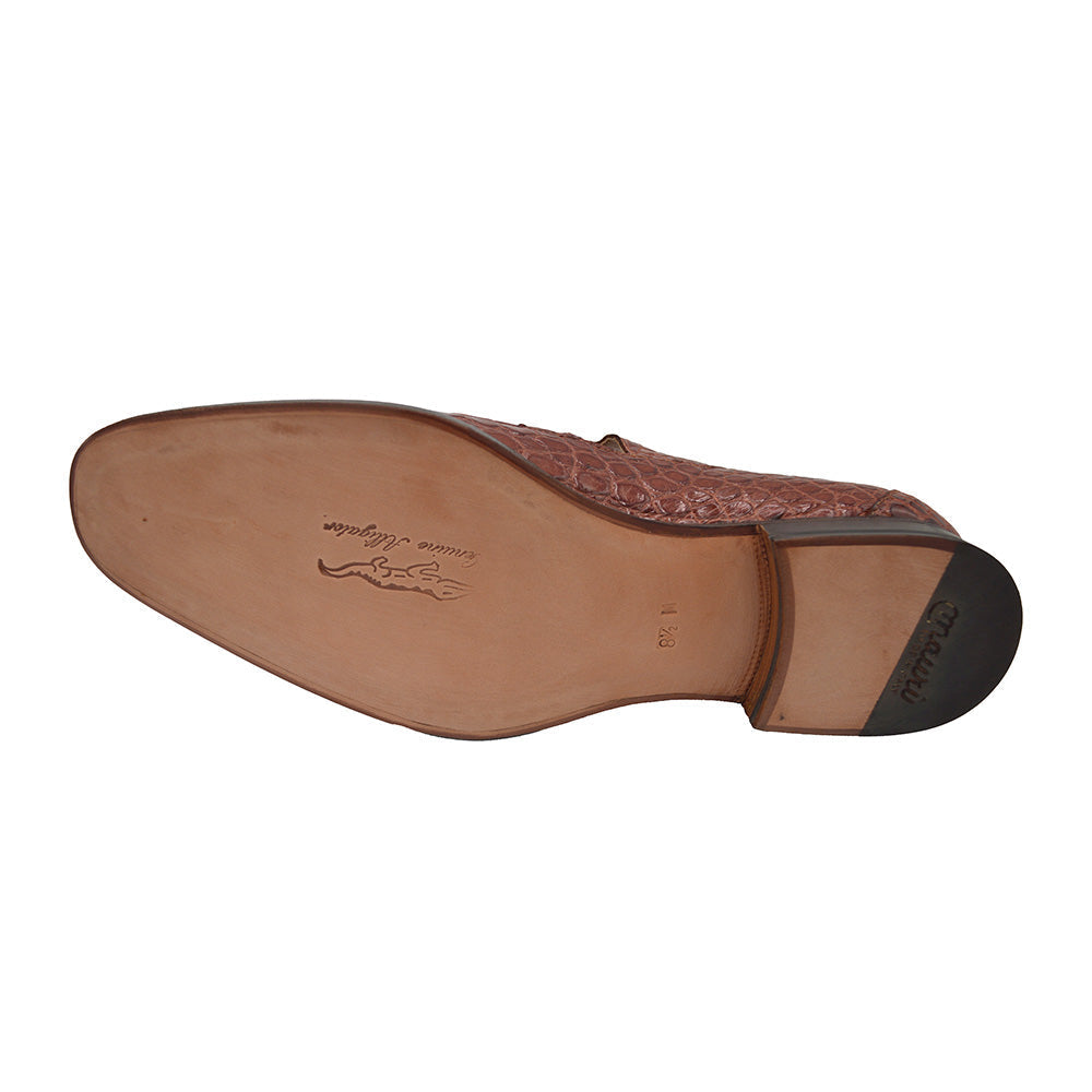 Mauri 3082 men's gold alligator skin sandals with open toes and leather straps, stylish exotic-skin footwear.