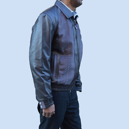 Torras Lambskin Leather and Genuine Python Jacket N82E215A