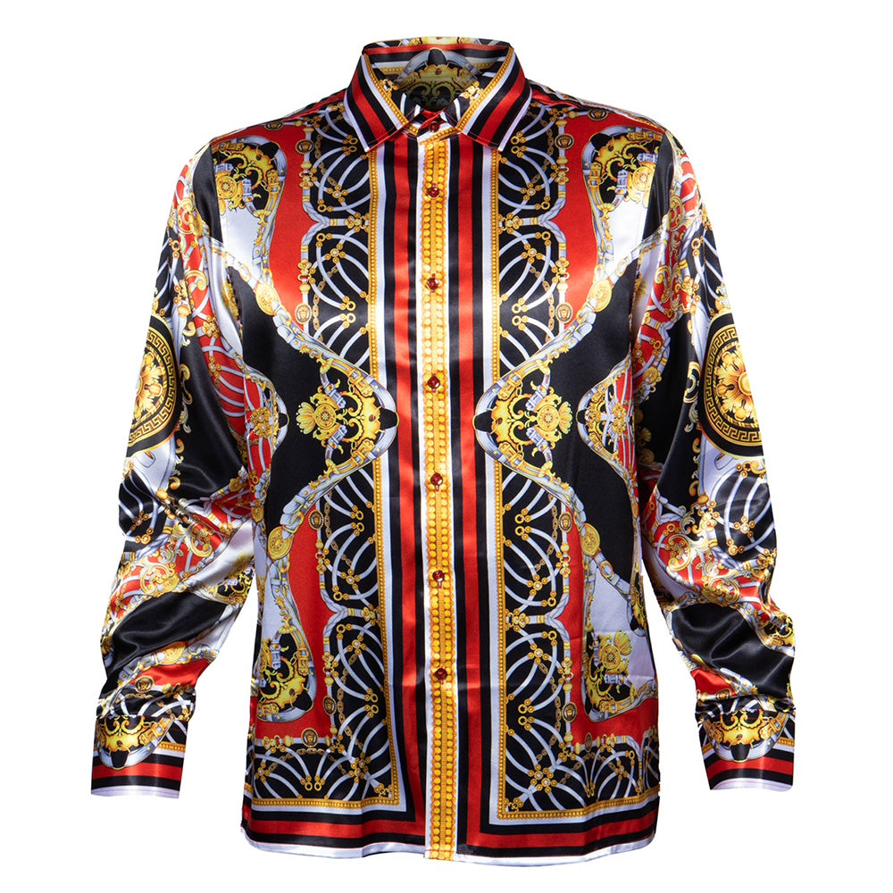 Prestige Satin Digital Print Button Up Shirt PR-4788 - Cellini Uomo
