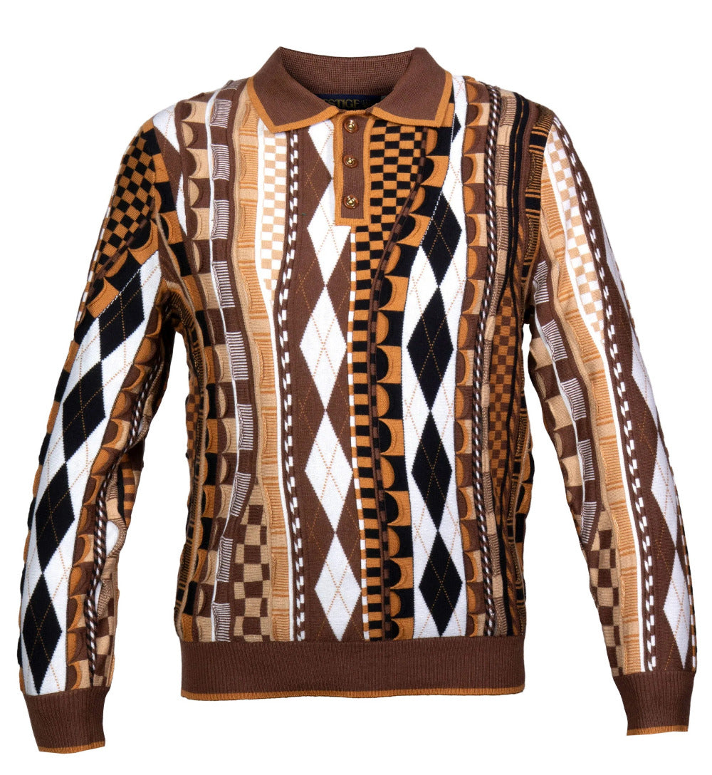 Prestige Wool Blend Geometric Multi Colors Sweater 6502