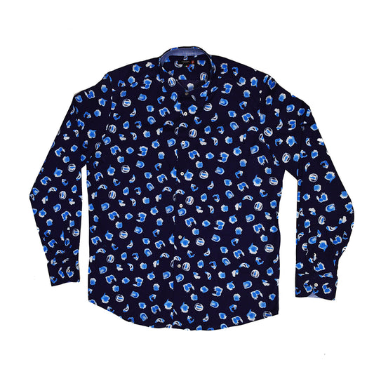 Tarcisio Navy Blue Circles Button Up Shirt