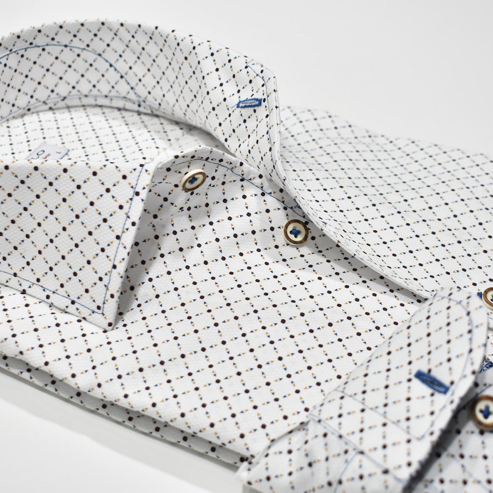 Marcello W-895R Roll White/Beige Diamond Shirt - Cellini Uomo