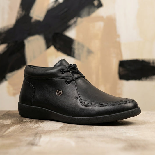 Black Johnny Famous New York SOHO Leather High Top Sneakers for men by Cellini Uomo, showing stylish high-top design and premium leather.