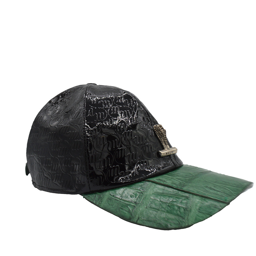 Mauri Embossed Patent Leather & Crocodile Hat