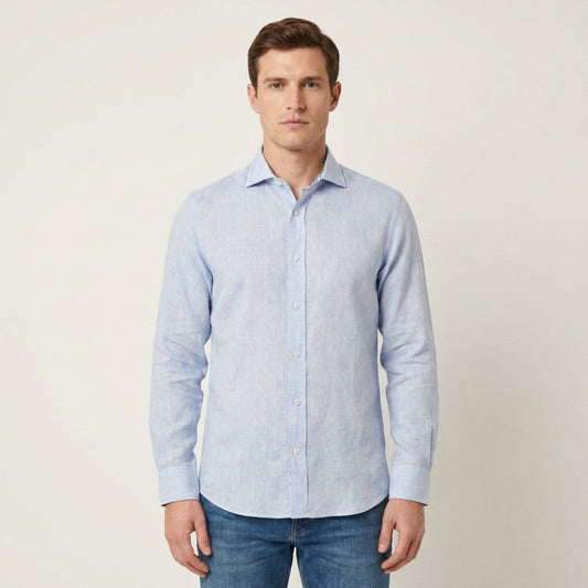Andrea Bossi Linen Button Up Long-Sleeve Shirts - 175, 92, 14