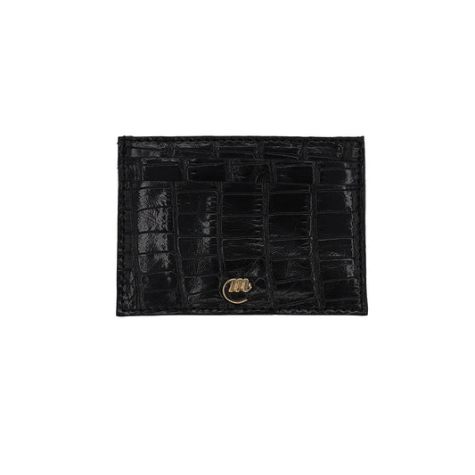 Mauri 100% Alligator Card Holder Black