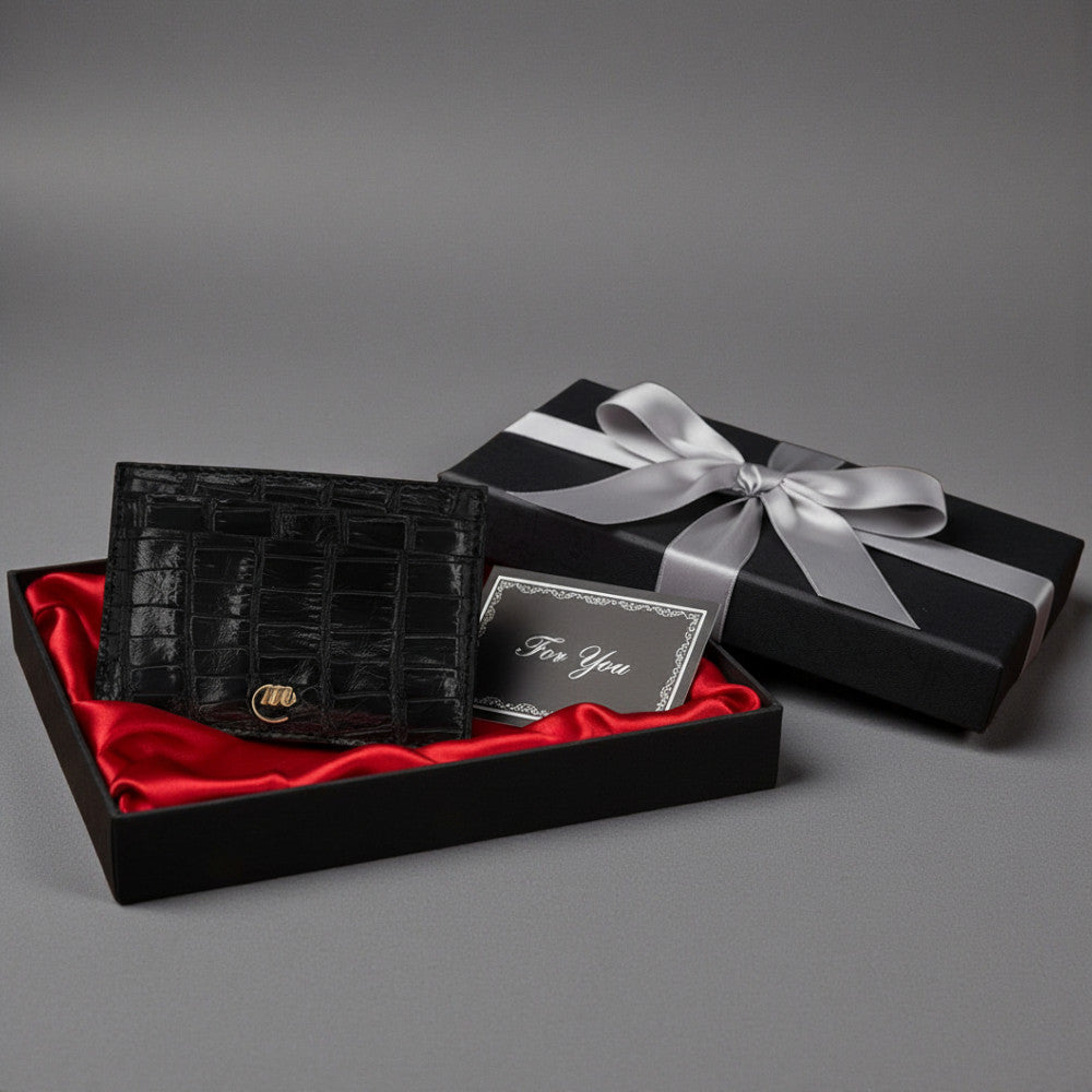 Mauri 100% Alligator Card Holder Black