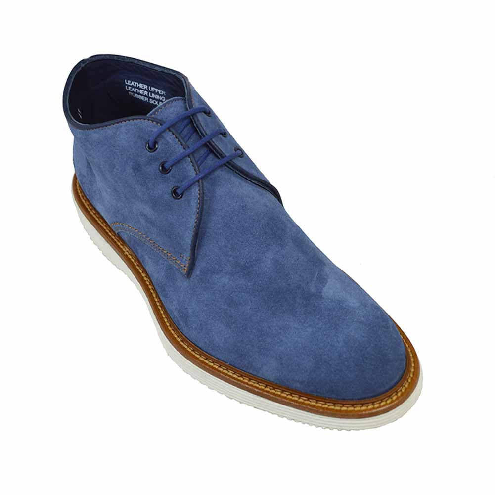 Calzoleria Toscana E913 3/4 suede boots in blue, featuring a sleek design and sturdy sole, perfect for stylish casual wear.