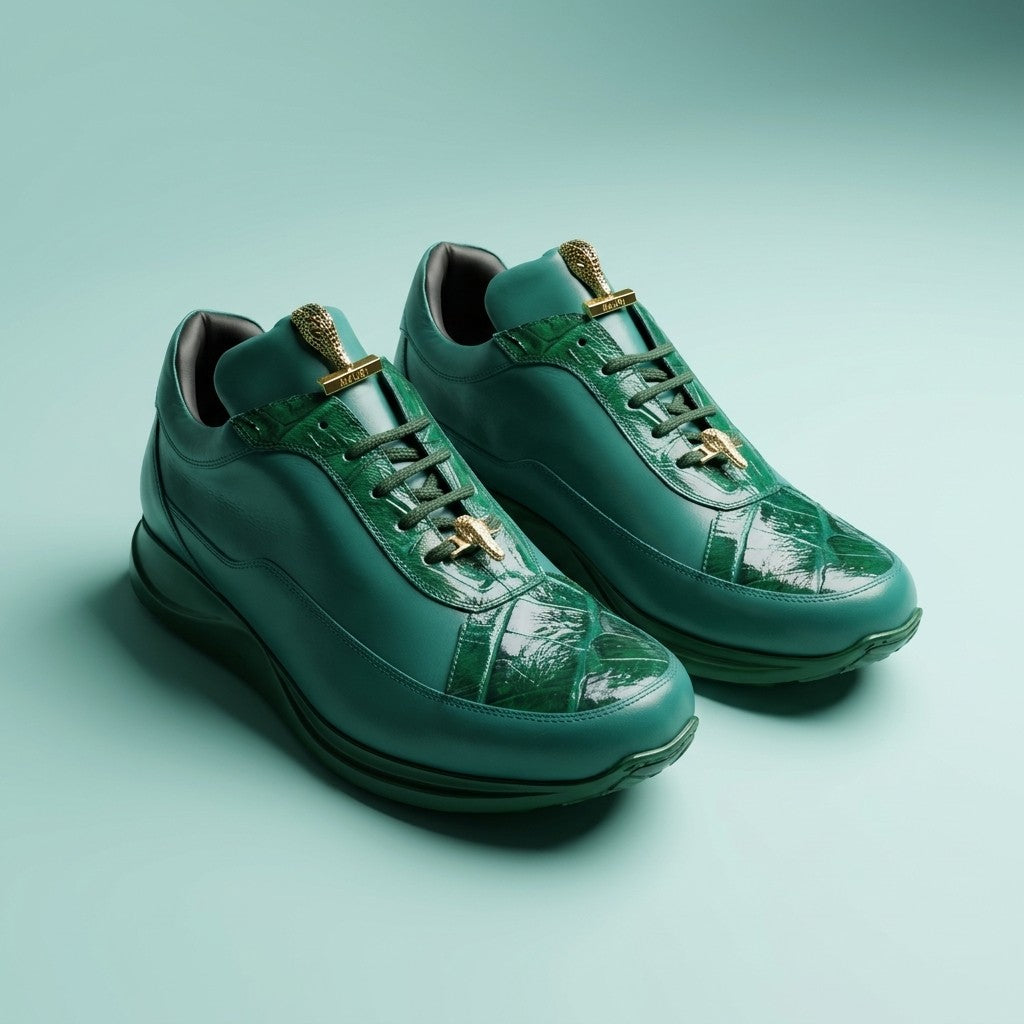 MAURI サイズ9 （27センチ） Mauri 8900 Napa Leather and Baby Crocodile Sneakers | Cellini Uomo