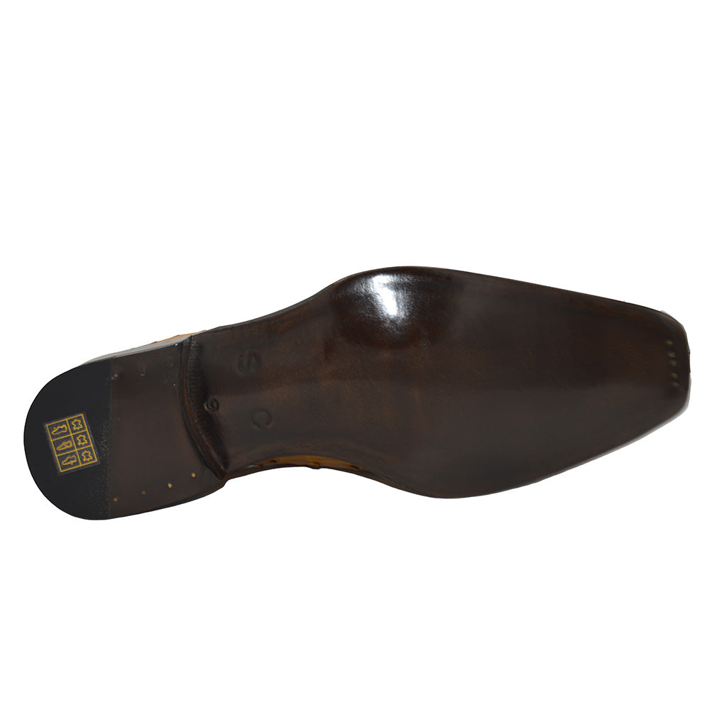 Sheriff Collection 2408 Half Shoes Green and Tan Ostrich - Cellini Uomo