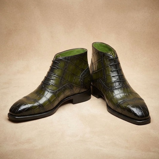 Sheriff Collection Green Alligator Skin Wingtip Boot 21117