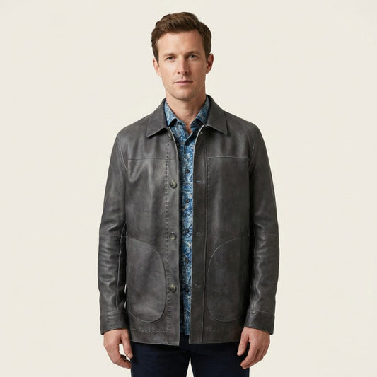 Missani Reversible Distressed Leather Jacket - Cellini Uomo