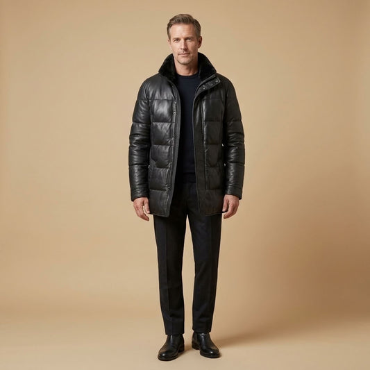 Torras Black Shearling & Leather Coat