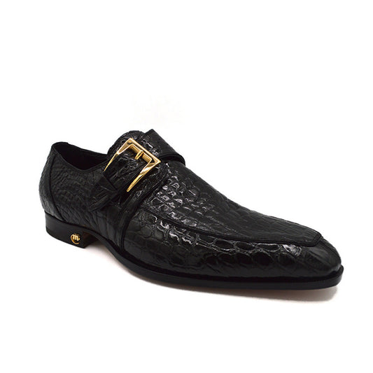 Mauri 1172 Monk Strap is made in all over alligator skin Black