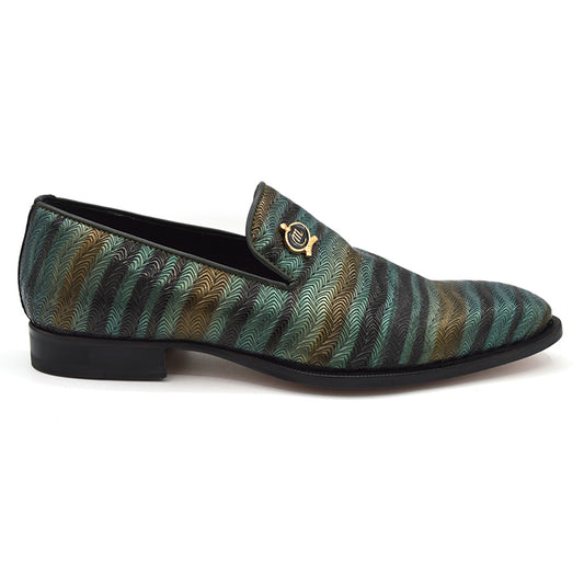 Mauri 4709 multi-green fabric loafer shoes with a sleek design and comfortable slip-on style.