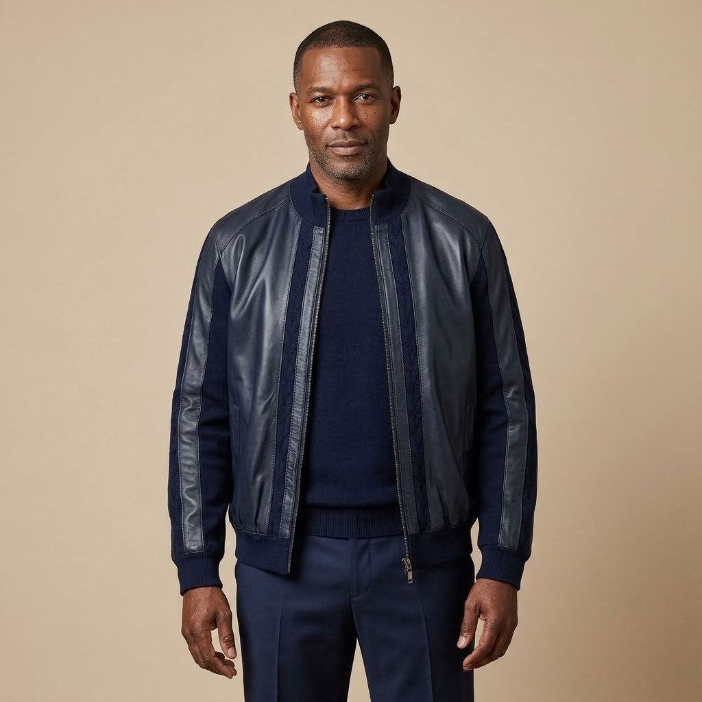 Torras 100% Leather and Zipped Knit Jacket L42H425