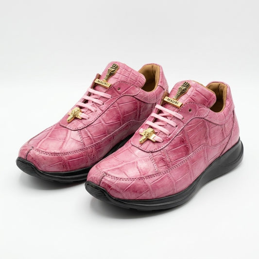 Mauri 8900 pink women’s alligator limited edition sneakers featuring stylish design and textured alligator pattern.