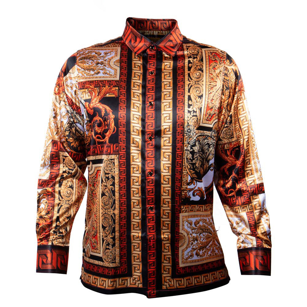 Prestige Satin Digital Print Button Up Shirt