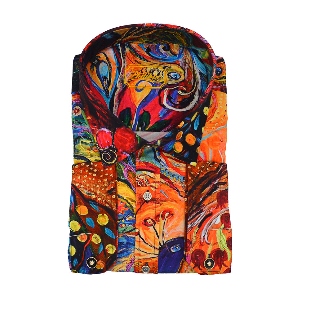 Philippe Cotton Shirt Designed Red - Cellini Uomo