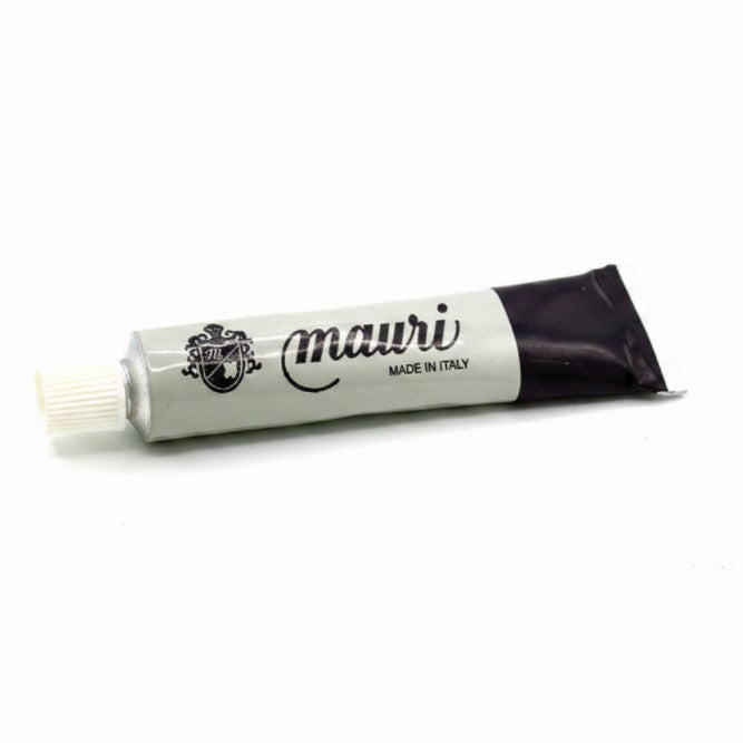 Cellini Uomo Mauri Shoe Polish jar with black shoe polish and applicator brush on a white background.
