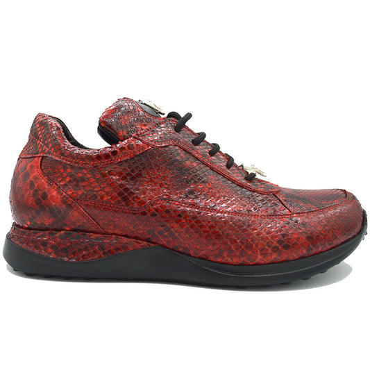 8900P Genuine Python Casuals Red with Silver Buckles