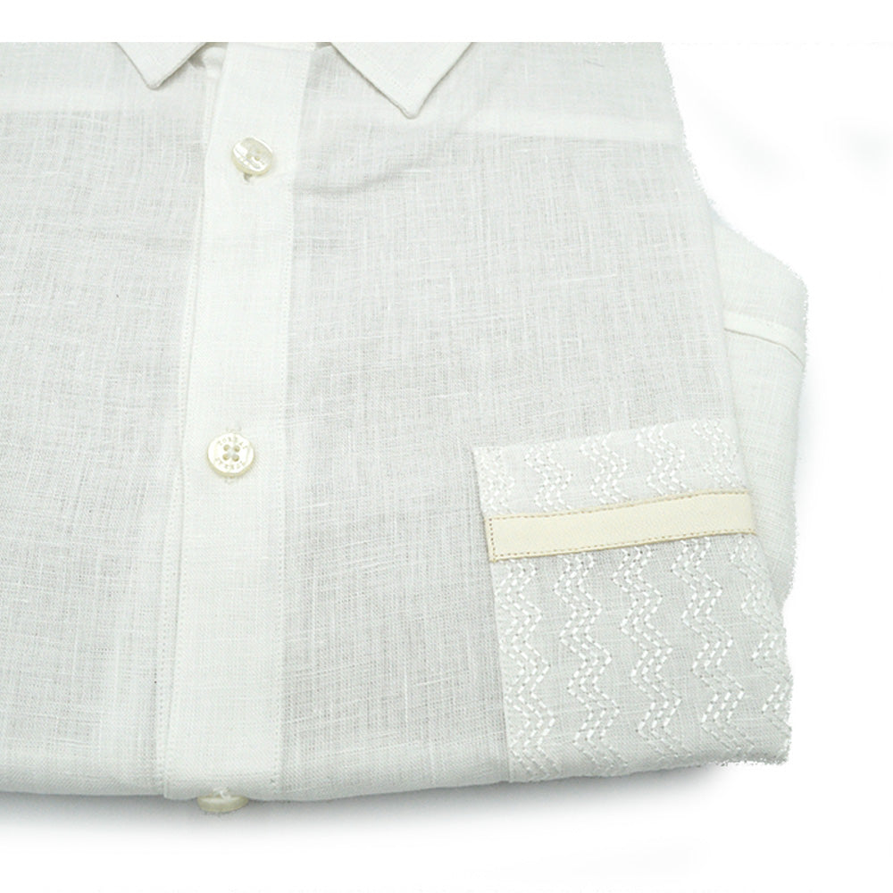 Torras Linen Leather Trimmed Long Sleeve Button Up1