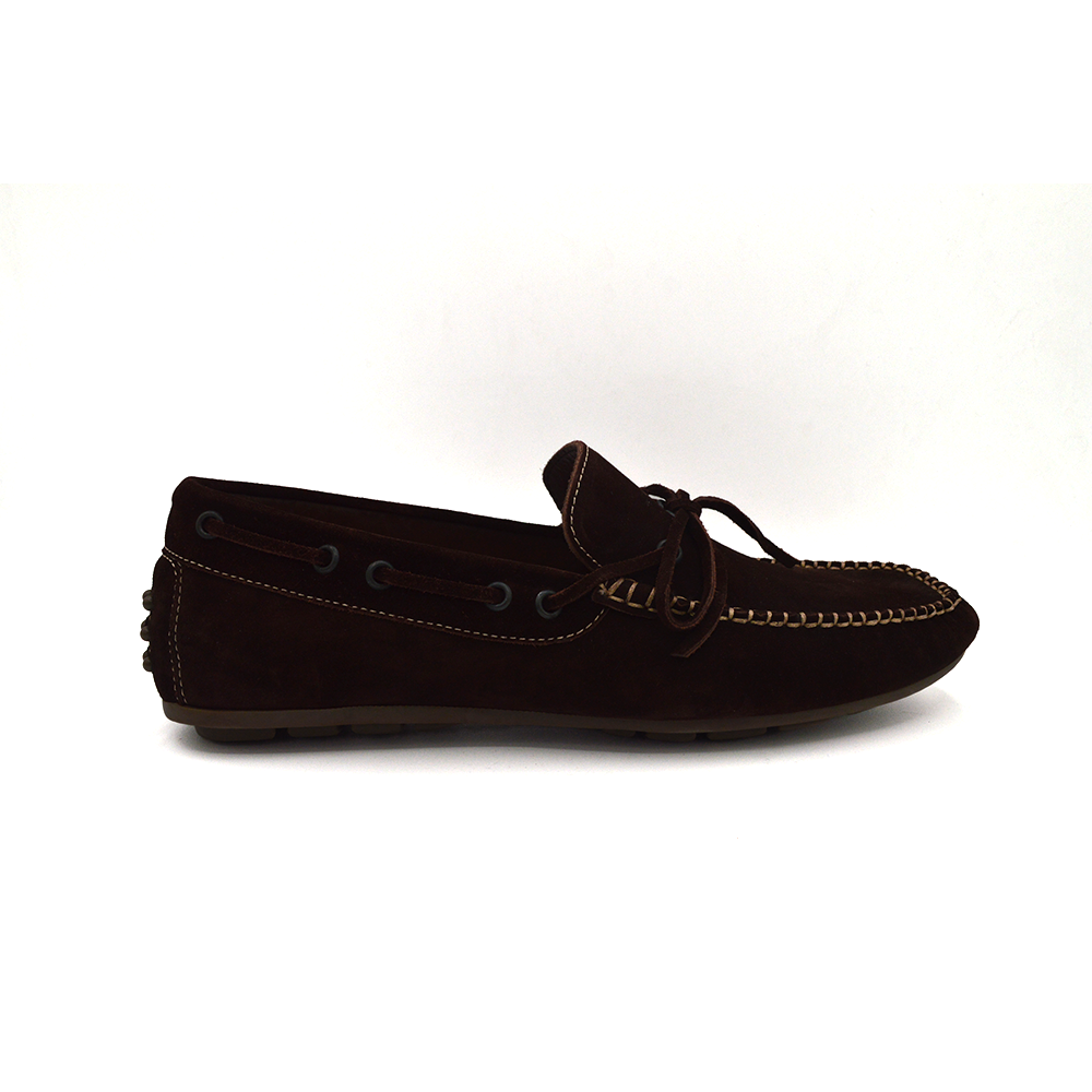 Calzoleria Toscana 2449 brown suede buckle loafer with sleek design and classic silhouette, displayed on a neutral background.