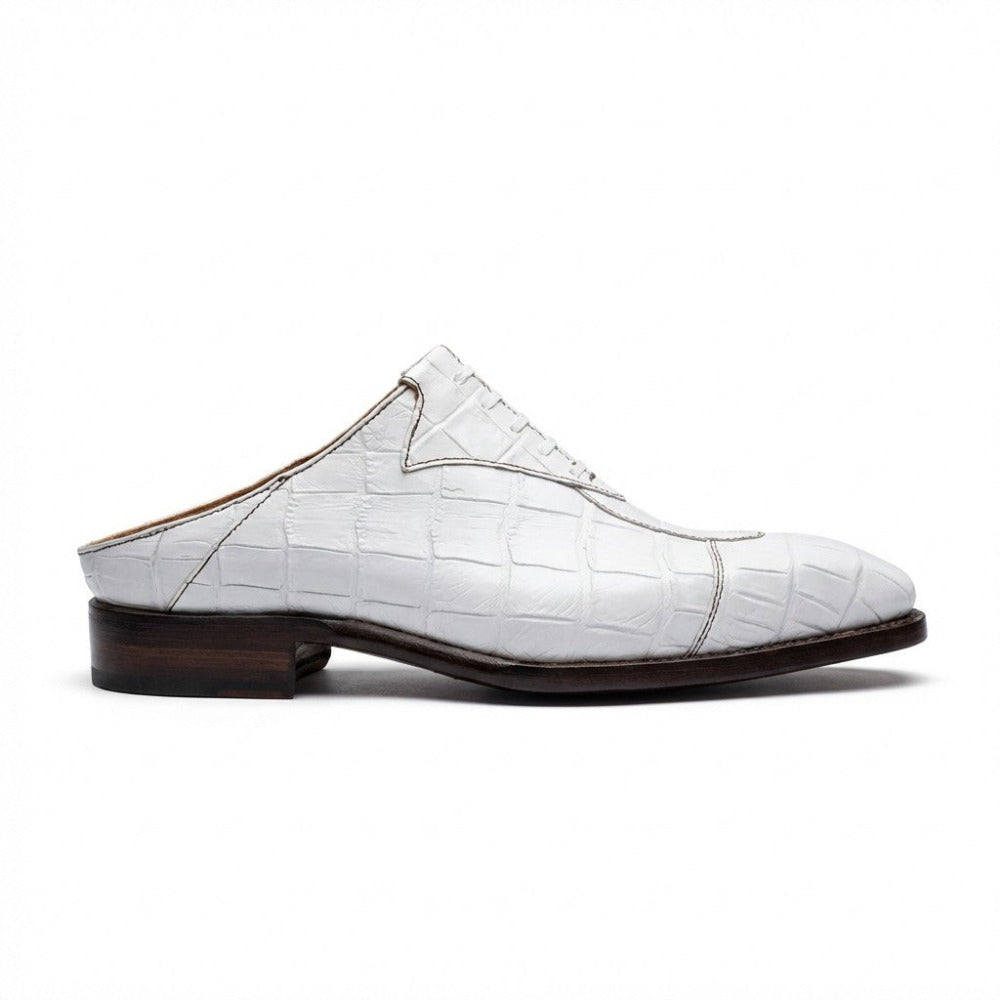 Sheriff Collection White Alligator Half Shoe - Cellini Uomo