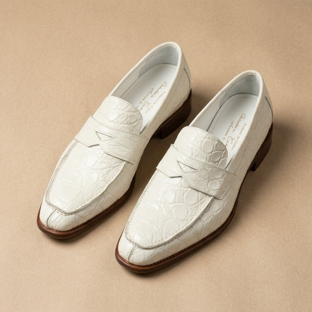 Marfa Calzoleria Toscana Crocodile Caiman Flanks Loafers - Preorder