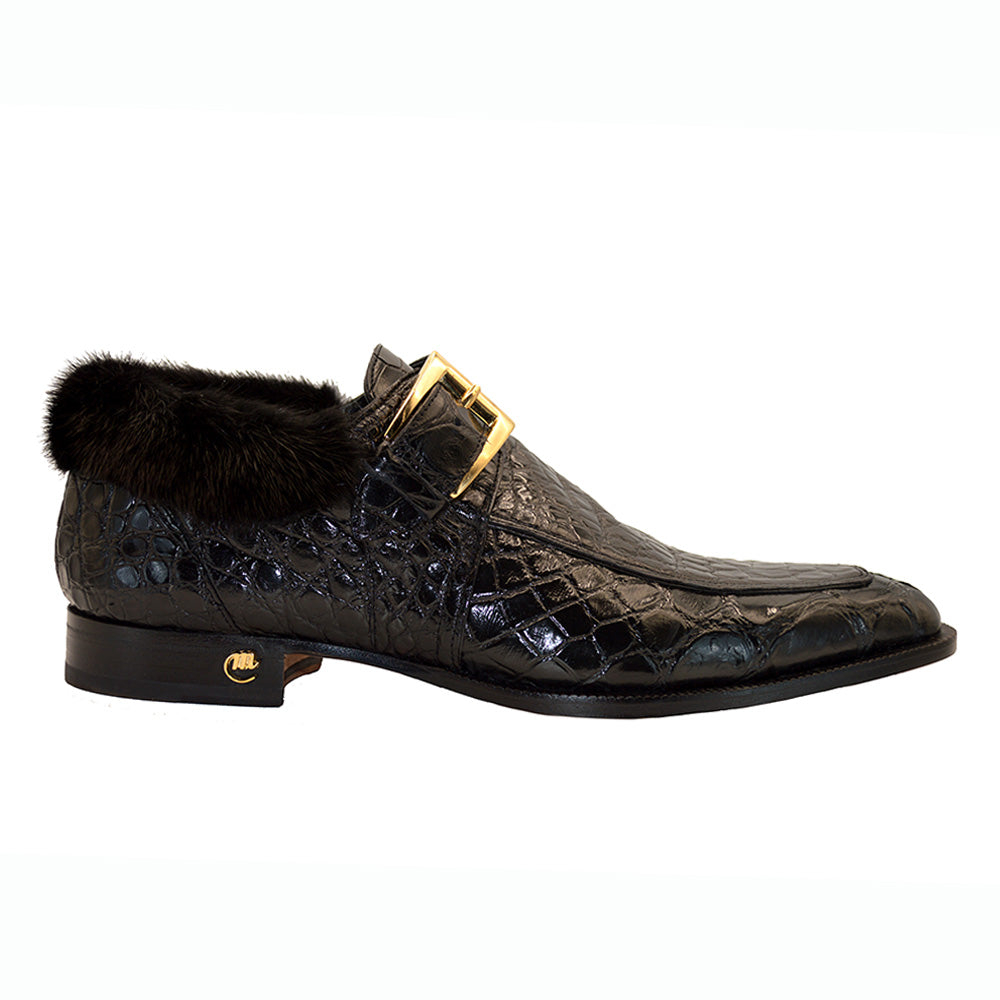 Mauri 1172 Black Alligator Mink Monk Strap