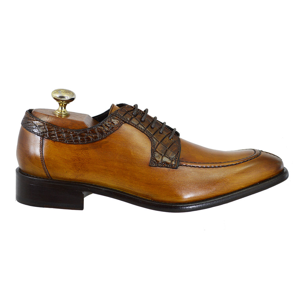 Toscana 1292 Cognac Calf & Croc Lace Up