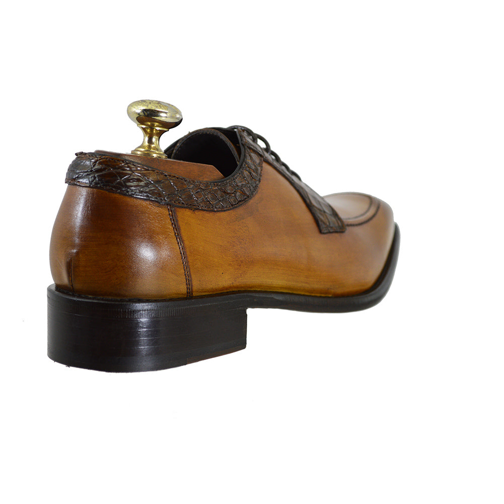 Toscana 1292 Cognac Calf & Croc Lace Up