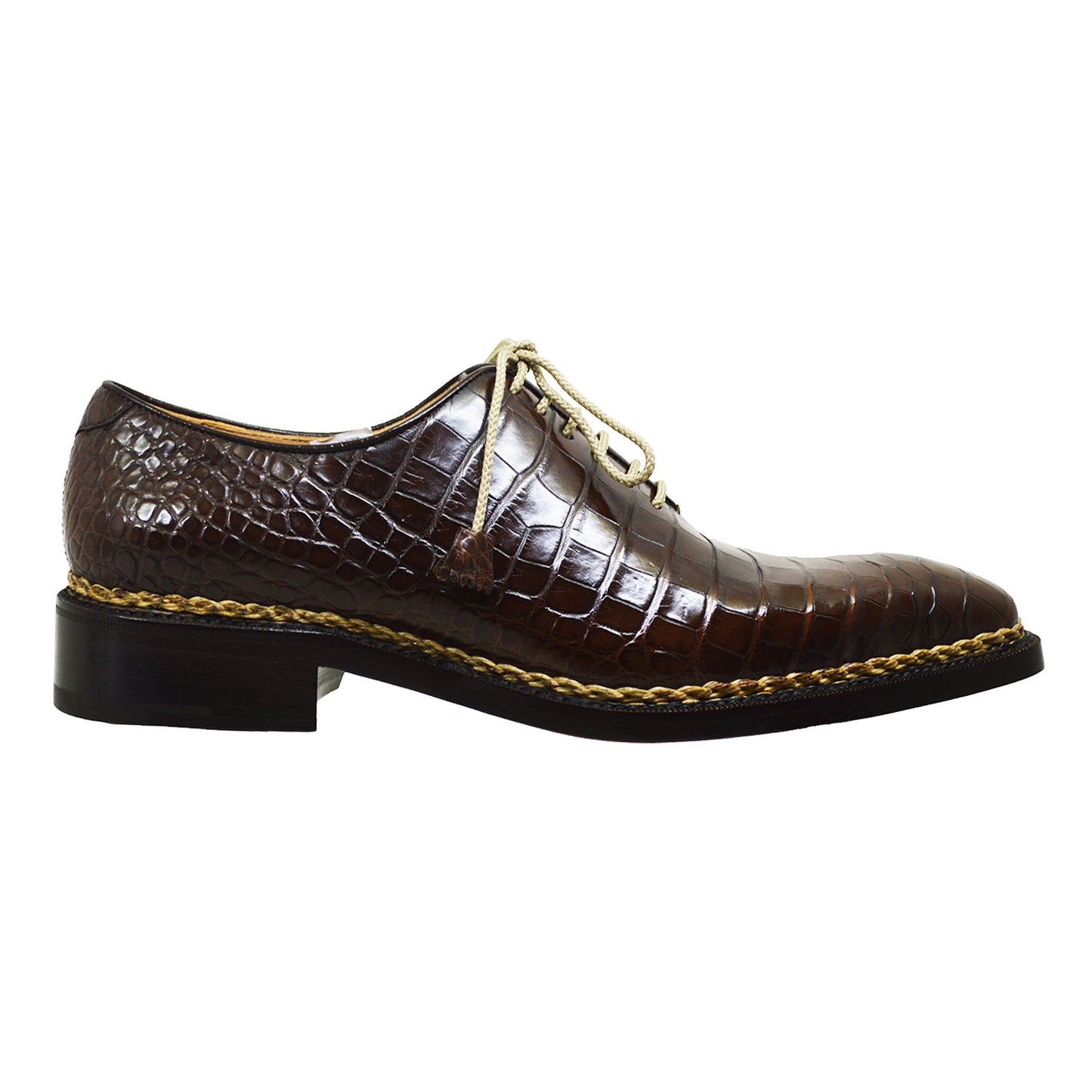Caporicci 1400 baby alligator lace-up shoes in brown, stylish and durable footwear for infants with a classic design.