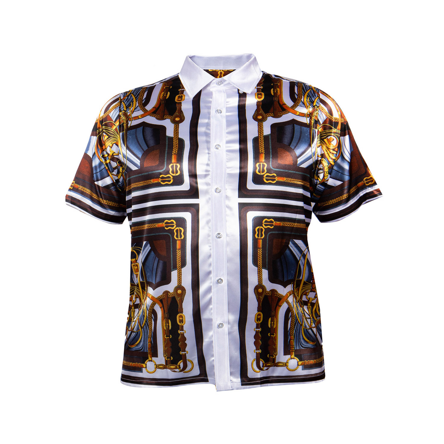 White Prestige Digital Print 168 shirt, casual men's clothing made of soft fabric with a digital print design.