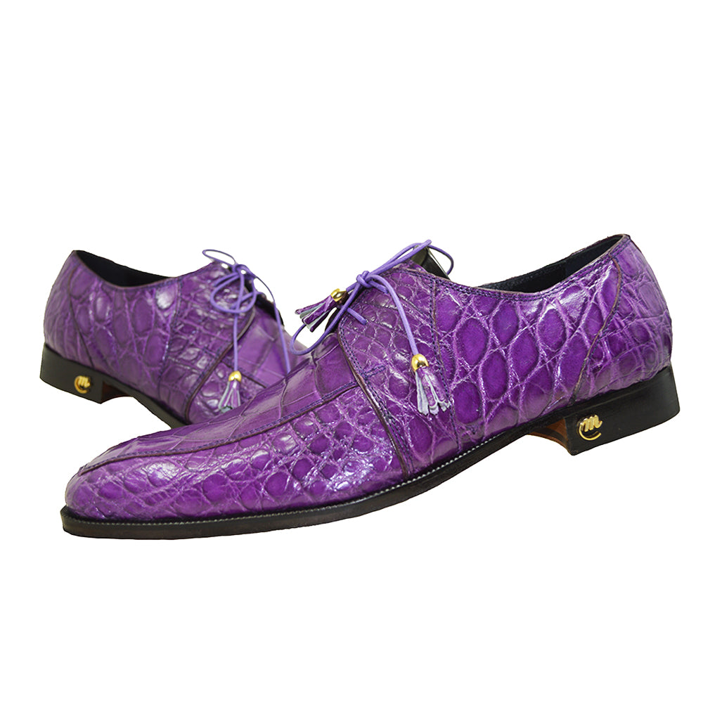 Mauri 4910V2 Alligator Lace Up shoe in purple with alligator texture and lace-up closure, showcasing a stylish footwear design.