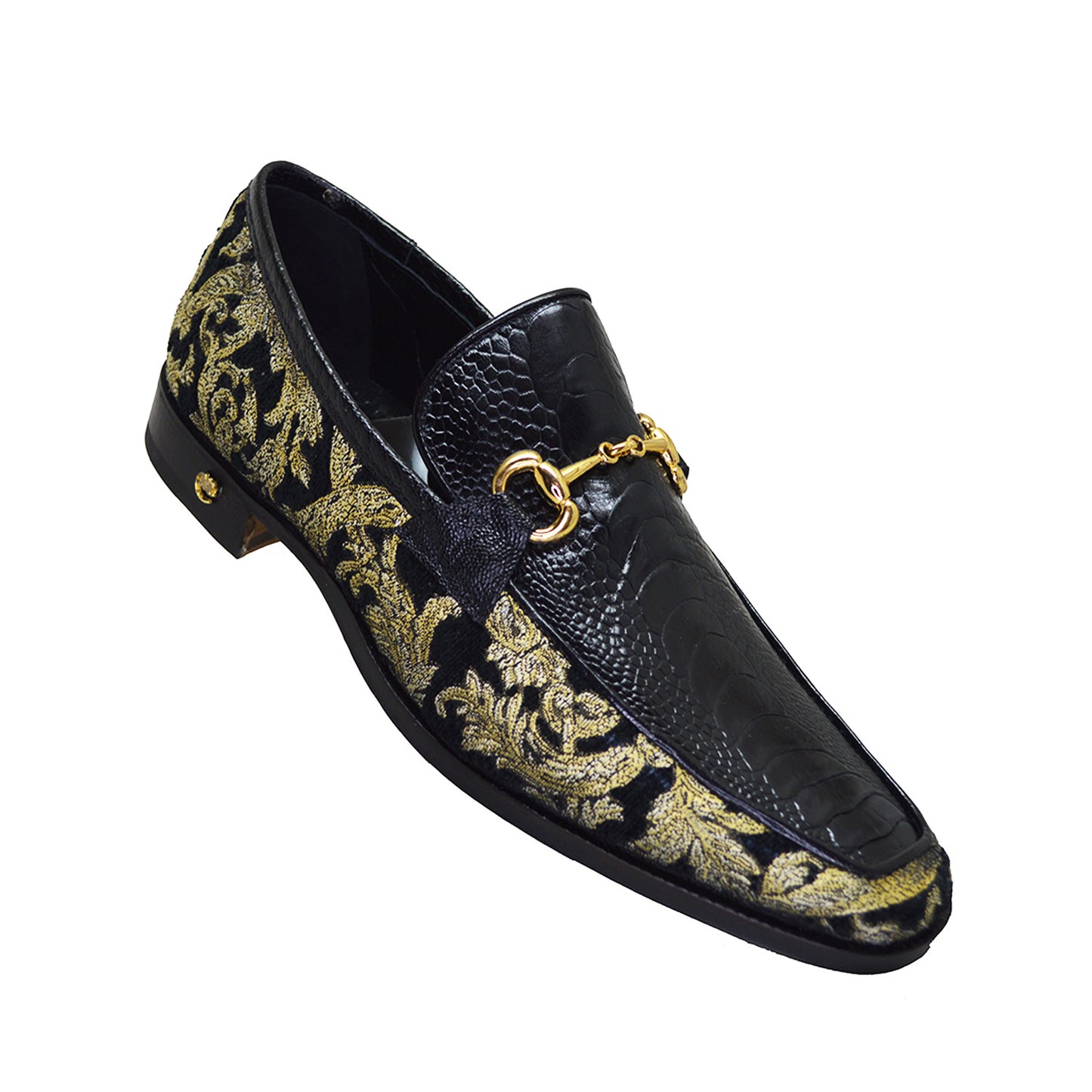 Mauri 4938 Black Didier Fabric & Ostrich Leg