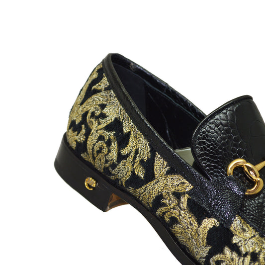 Mauri 4938 Black Didier Fabric & Ostrich Leg