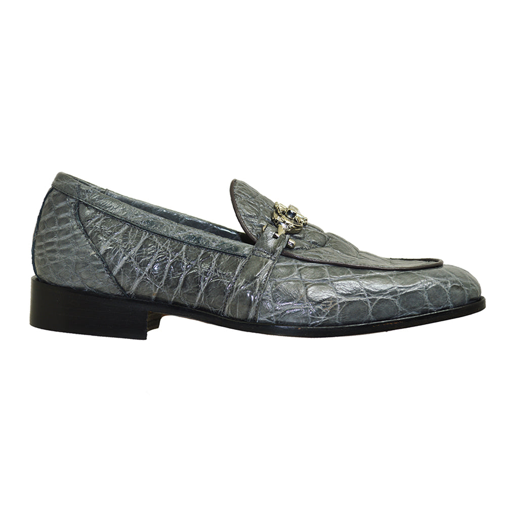 Mauri 4940 Alligator Loafers in gray leather, featuring a classic slip-on design and textured alligator pattern.