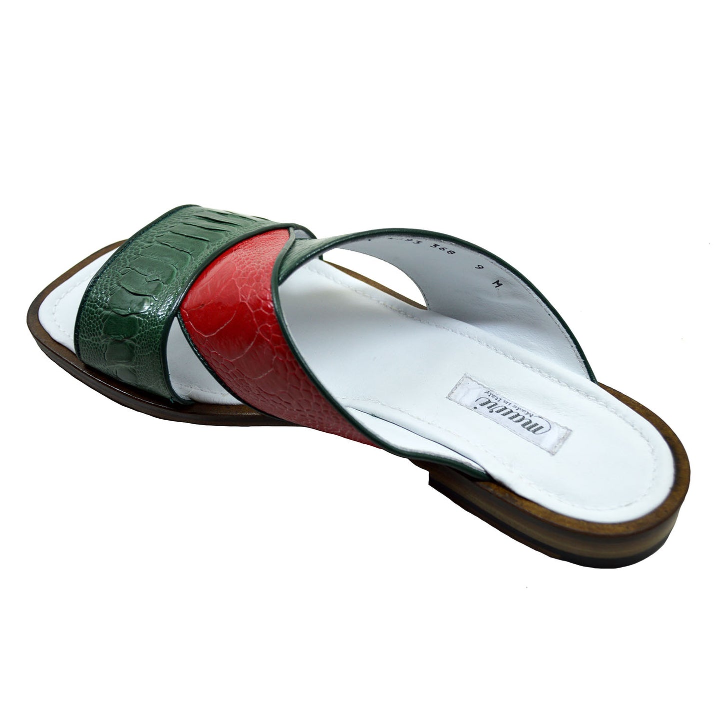 Mauri 5093 White-Red-Green Ostrich Sandal