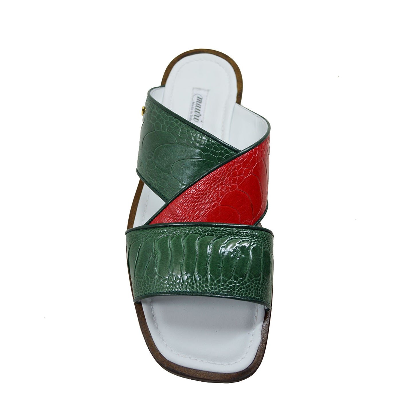 Mauri 5093 White-Red-Green Ostrich Sandal