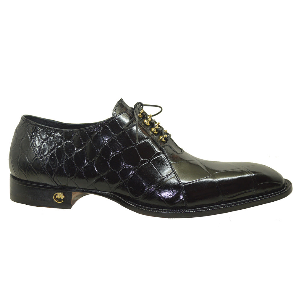 Mauri 4948 Alligator Lace Up shoes featuring textured alligator pattern and classic lace-up design in black leather.