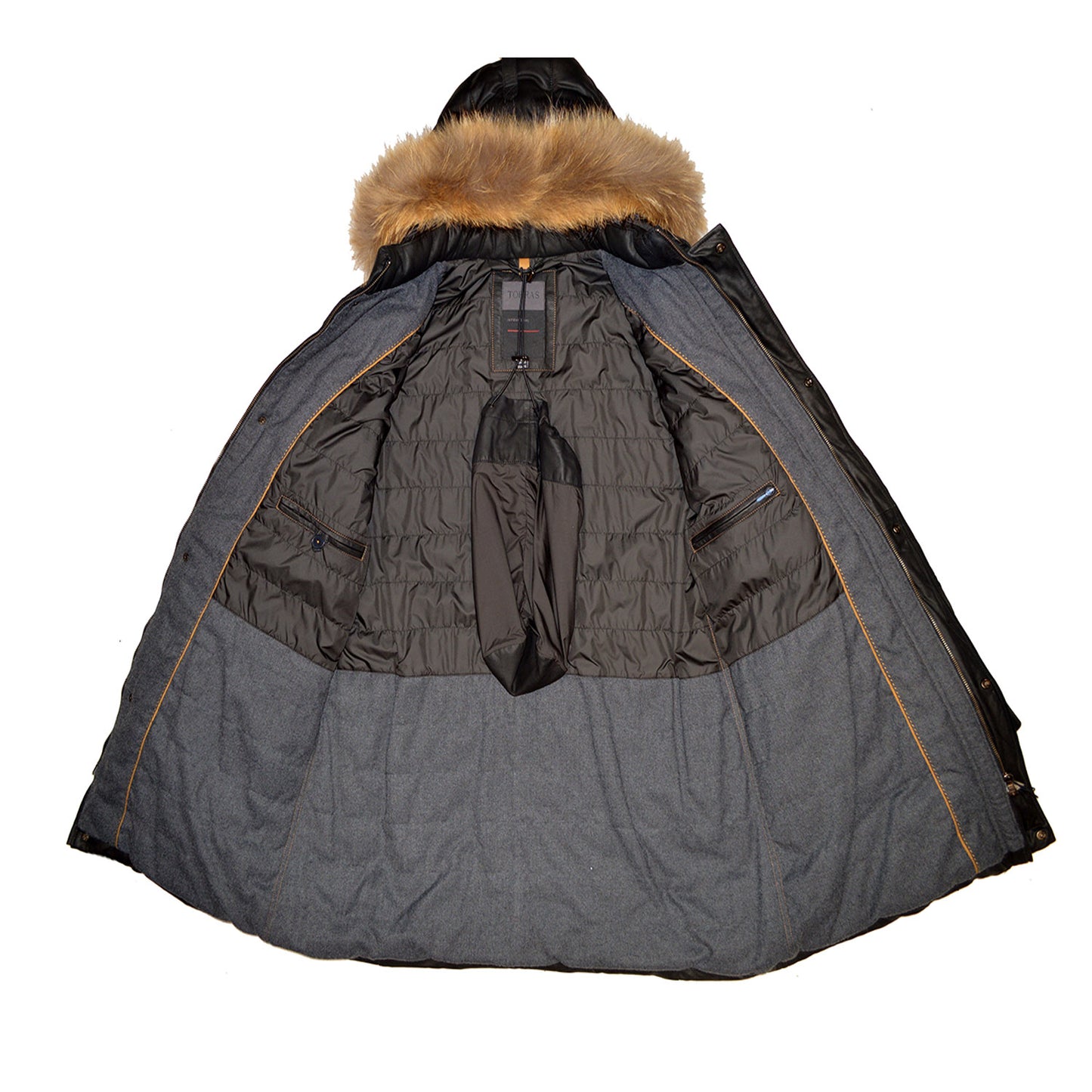 Torras Black Leather Long Coat