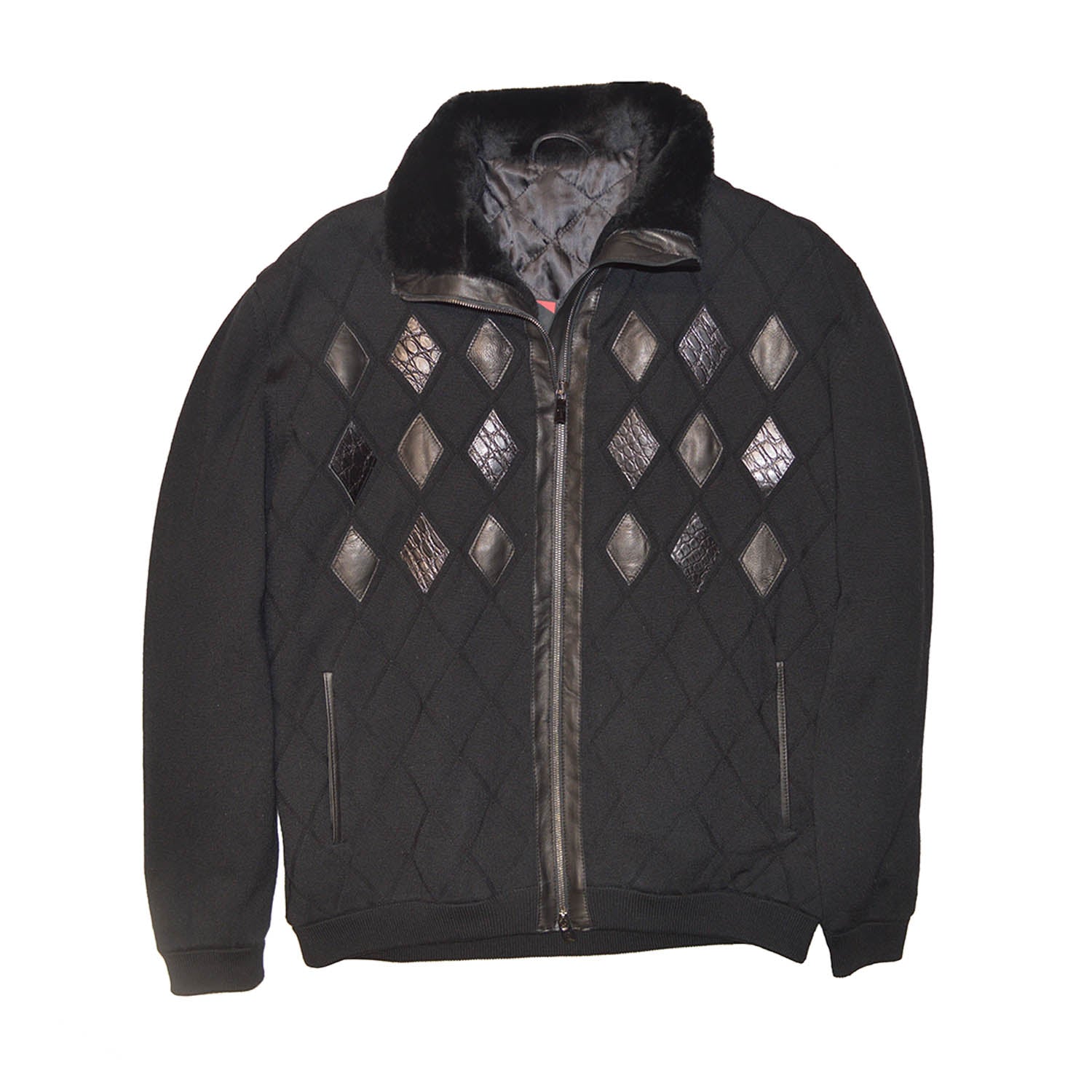 TORRAS Crocodile Leather & Lambskin Jacket Black / 2XL