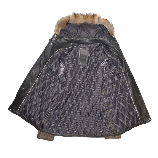 Torras Brown Nylon & Leather Parka L58302