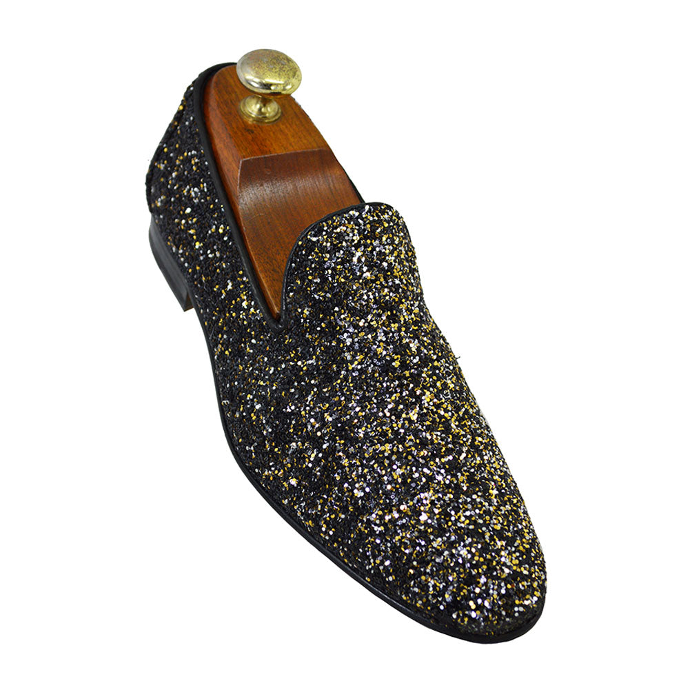 Walk London Black-Gold Glit Loafers