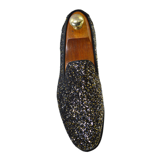 Walk London Black-Gold Glit Loafers